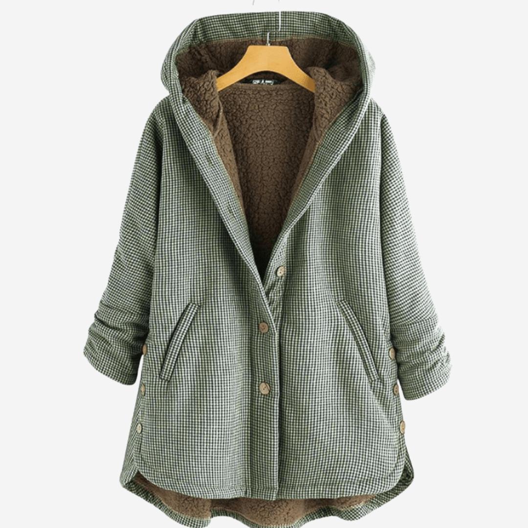 Damen Winterjacke mit Kapuze und Karomuster