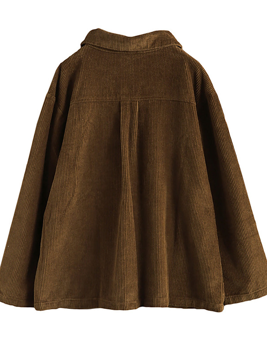 Winterjacke Damen aus Cord mit Knopfleiste und Taschen