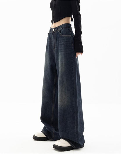Baggy-Jeans mit hoher Taille für Damen