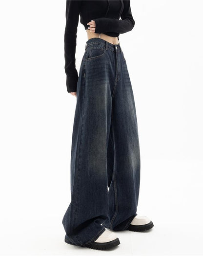 Baggy-Jeans mit hoher Taille für Damen
