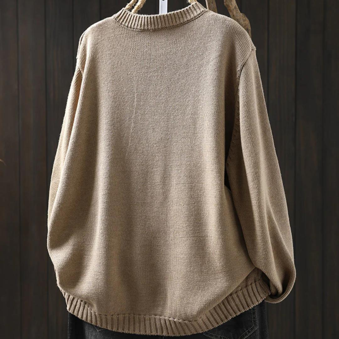 Cardigan Damen im Retro-Stil mit Rundhalsausschnitt und Blumenmuster