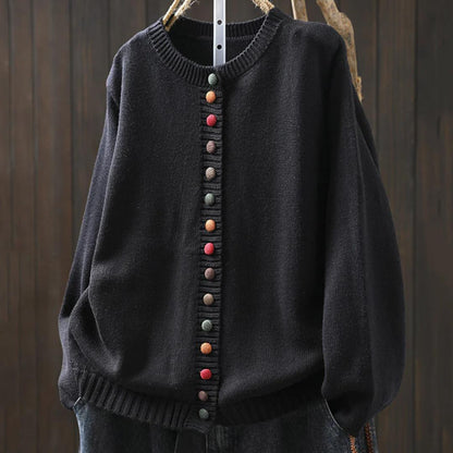 Cardigan Damen im Retro-Stil mit Rundhalsausschnitt und Blumenmuster