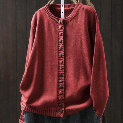 Cardigan Damen im Retro-Stil mit Rundhalsausschnitt und Blumenmuster