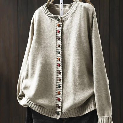 Cardigan Damen im Retro-Stil mit Rundhalsausschnitt und Blumenmuster