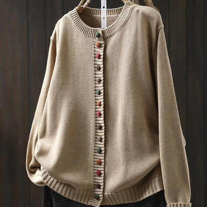 Cardigan Damen im Retro-Stil mit Rundhalsausschnitt und Blumenmuster