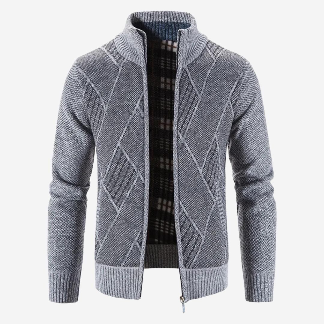 Cardigan Herren mit Reißverschluss und Stehkragen