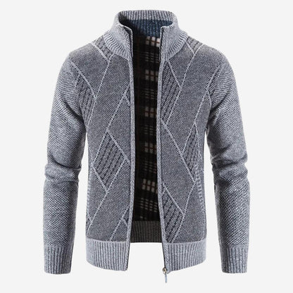 Cardigan Herren mit Reißverschluss und Stehkragen