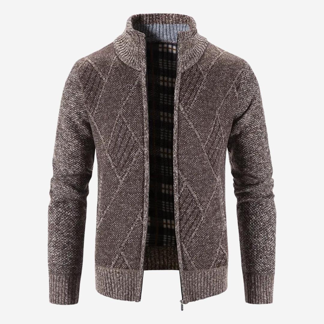 Cardigan Herren mit Reißverschluss und Stehkragen