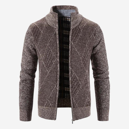 Cardigan Herren mit Reißverschluss und Stehkragen