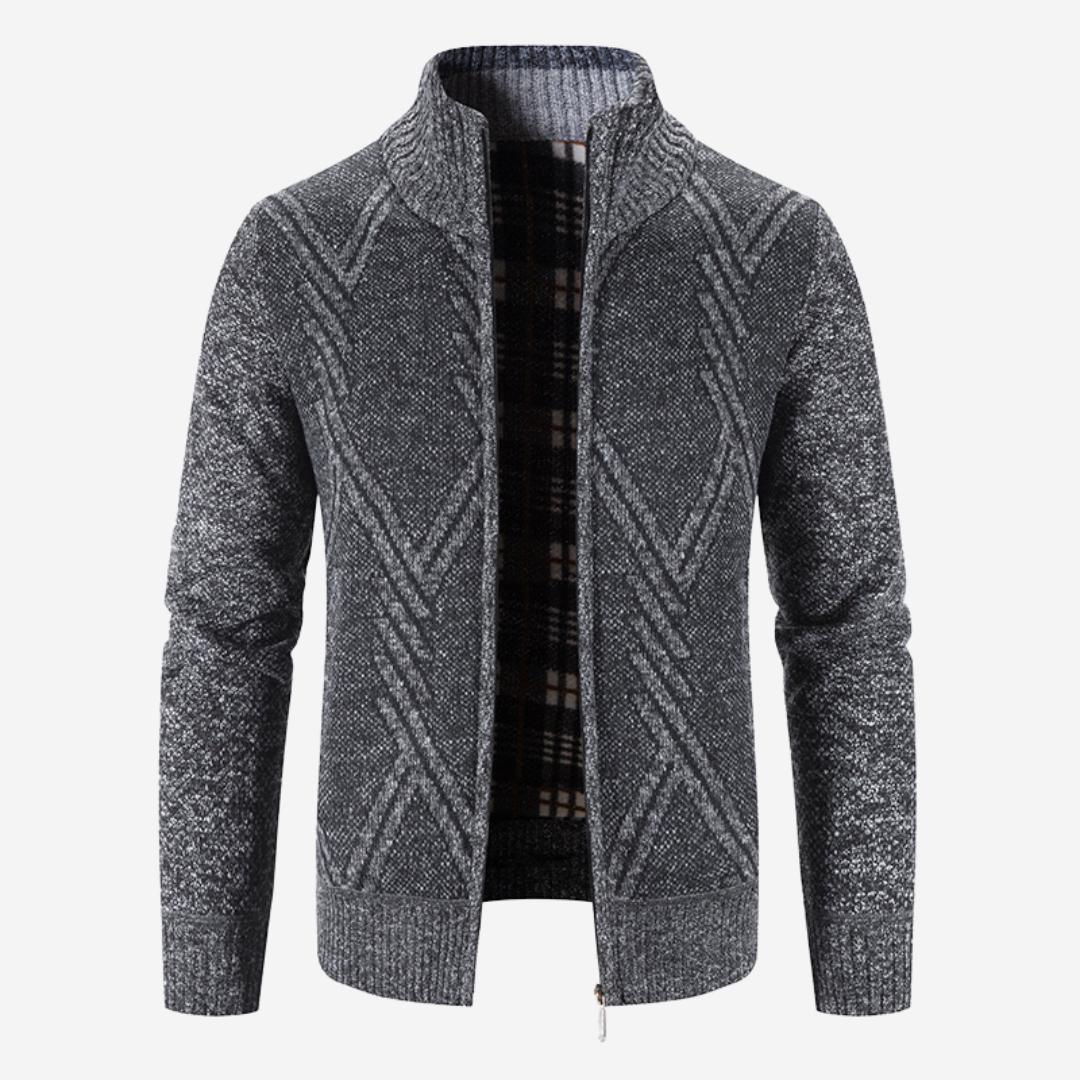 Cardigan Herren mit Reißverschluss und Stehkragen