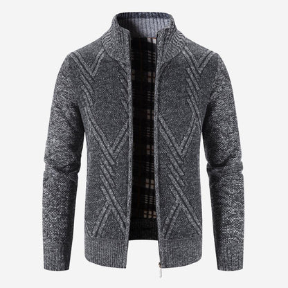 Cardigan Herren mit Reißverschluss und Stehkragen