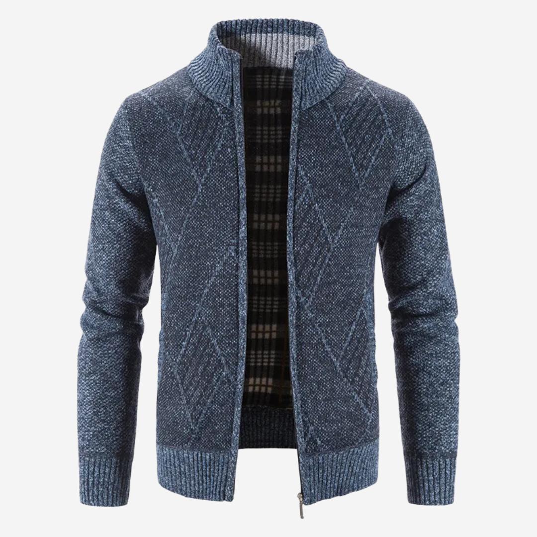 Cardigan Herren mit Reißverschluss und Stehkragen