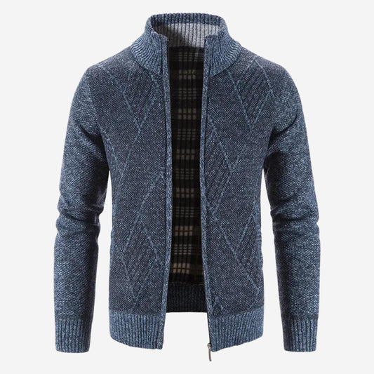 Cardigan Herren mit Reißverschluss und Stehkragen