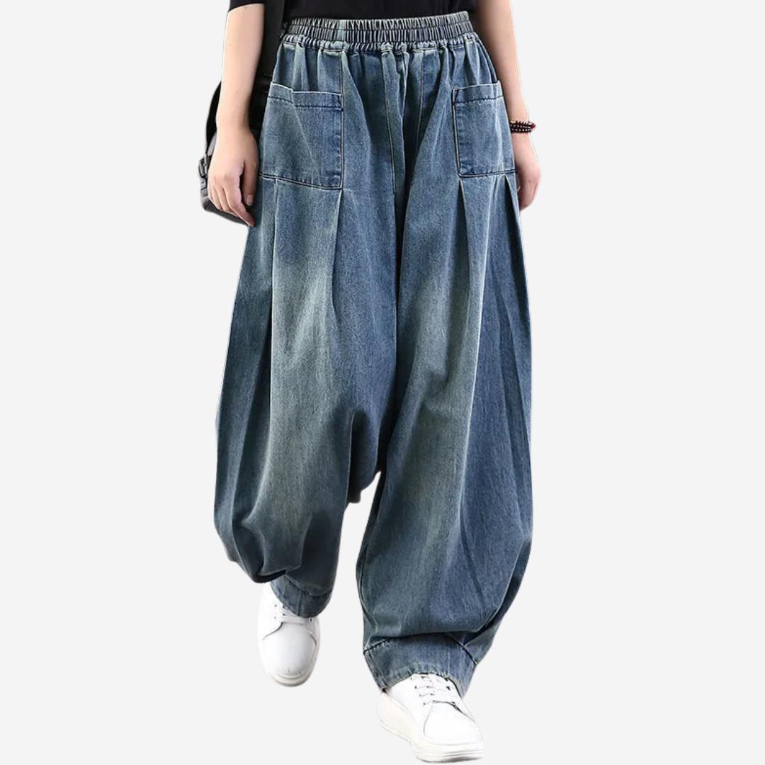 Damen Jeans mit elastischem Bund und weiter Passform