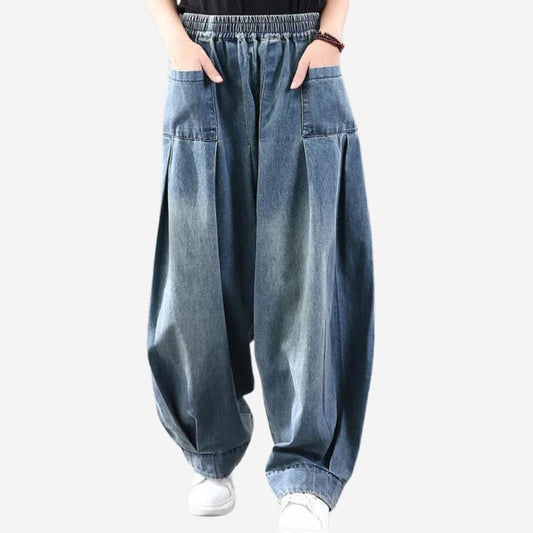 Damen Jeans mit elastischem Bund und weiter Passform