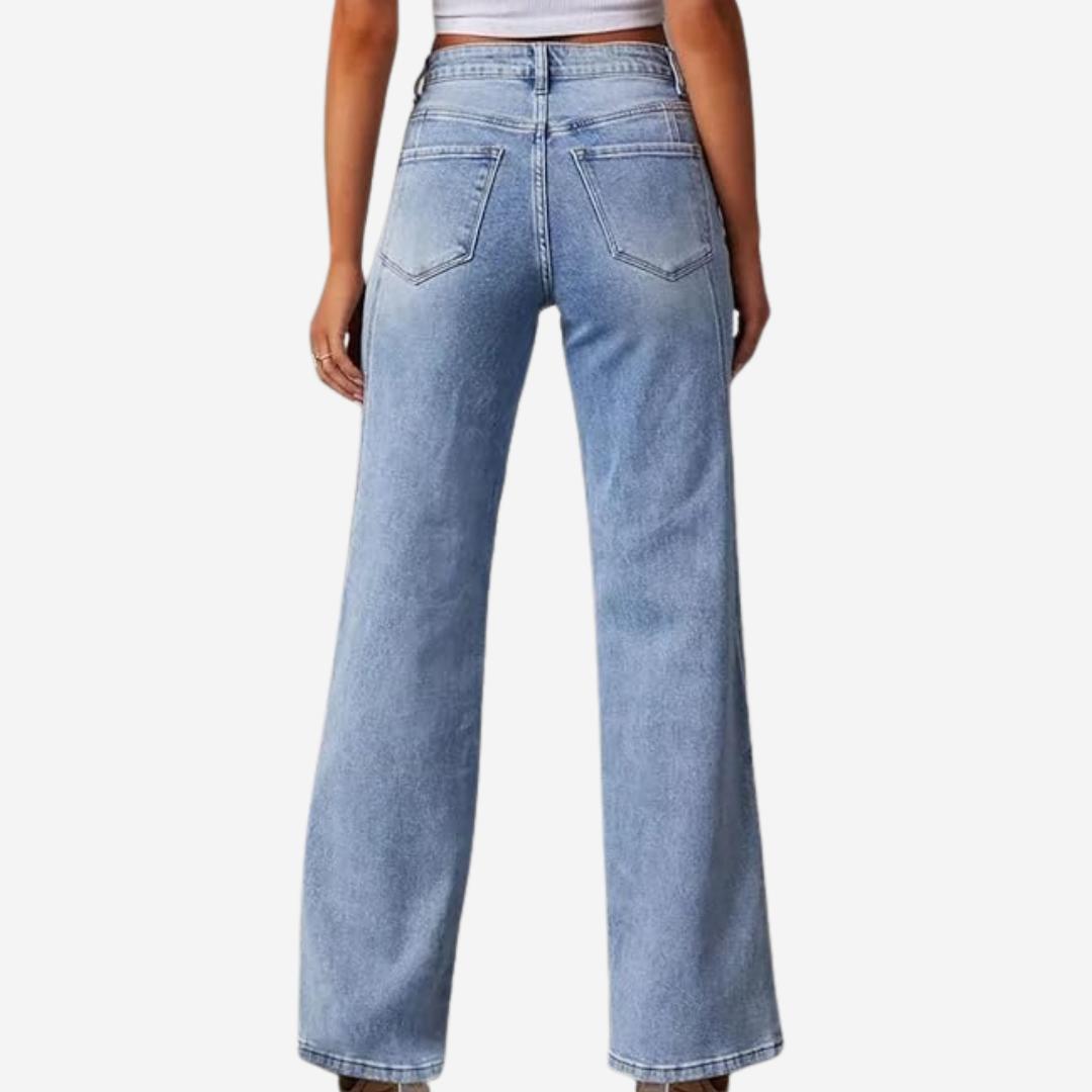 Damen Jeans mit weitem Bein und hoher Taille