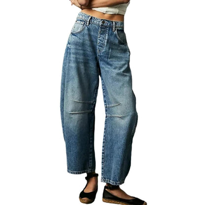 Damen Jeans mit weitem Bein und mittlerer Taille