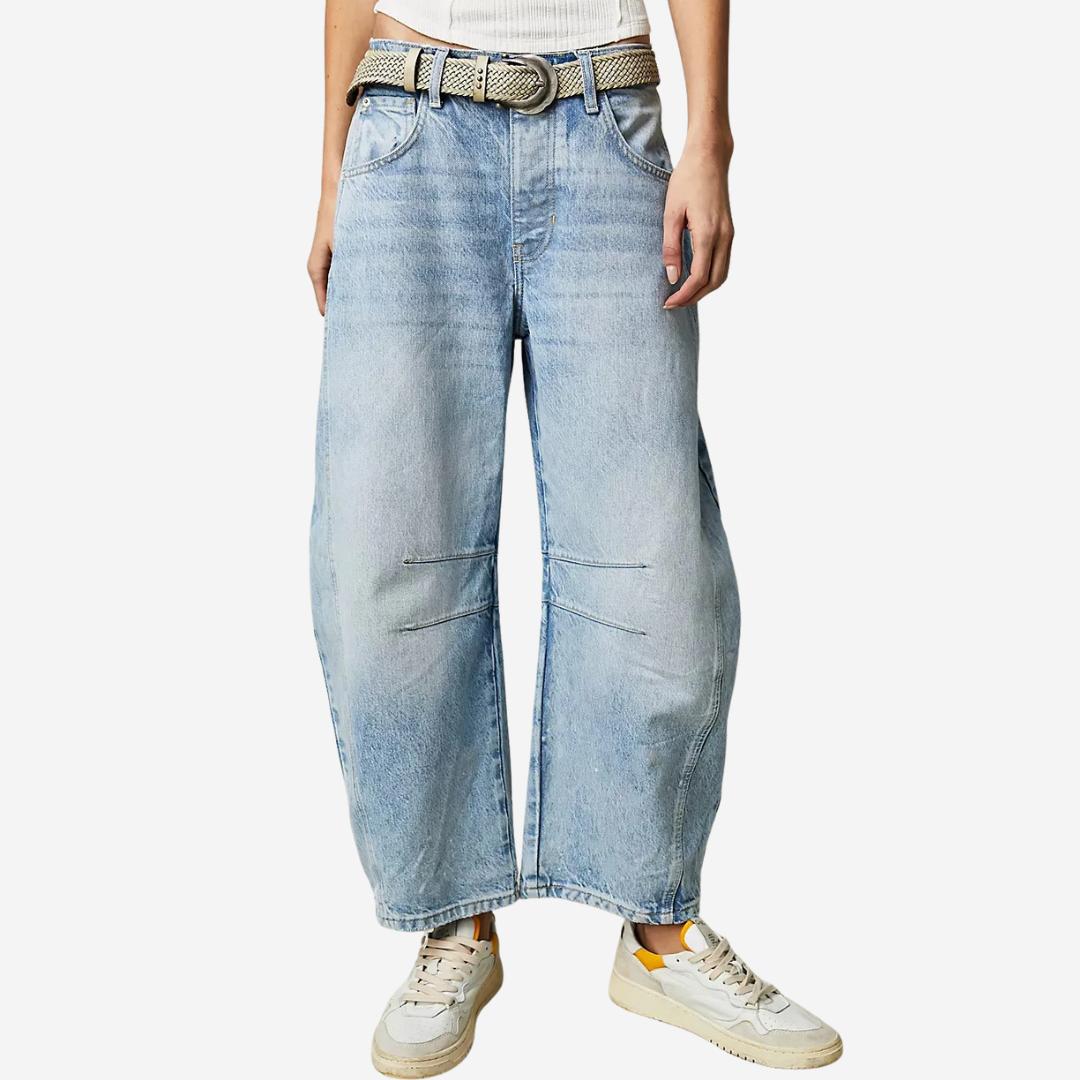 Damen Jeans mit weitem Bein und mittlerer Taille