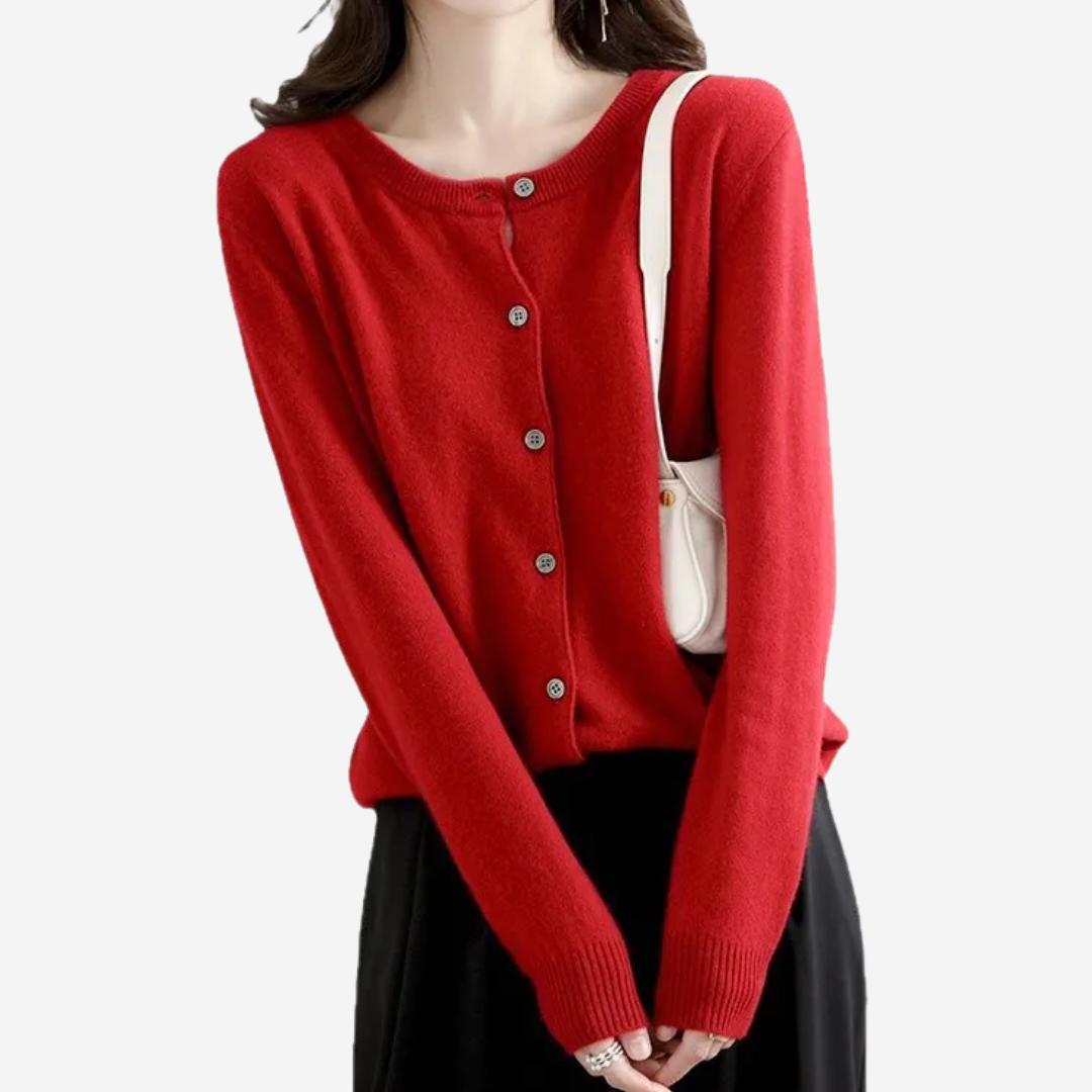 Damen Rundhals Cardigan Pullover – Eleganter Strick für den Winter