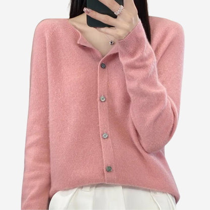 Damen Rundhals Cardigan Pullover – Eleganter Strick für den Winter