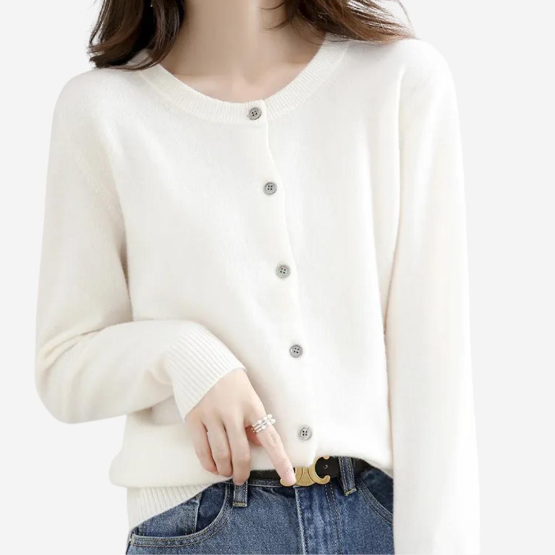 Damen Rundhals Cardigan Pullover – Eleganter Strick für den Winter