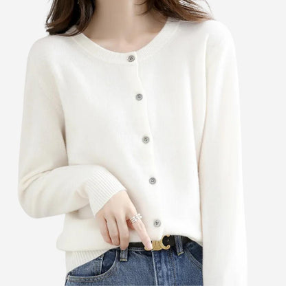 Damen Rundhals Cardigan Pullover – Eleganter Strick für den Winter