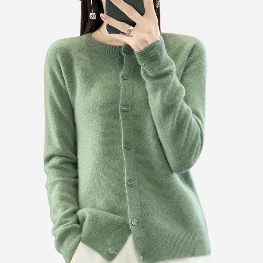 Damen Rundhals Cardigan Pullover – Eleganter Strick für den Winter