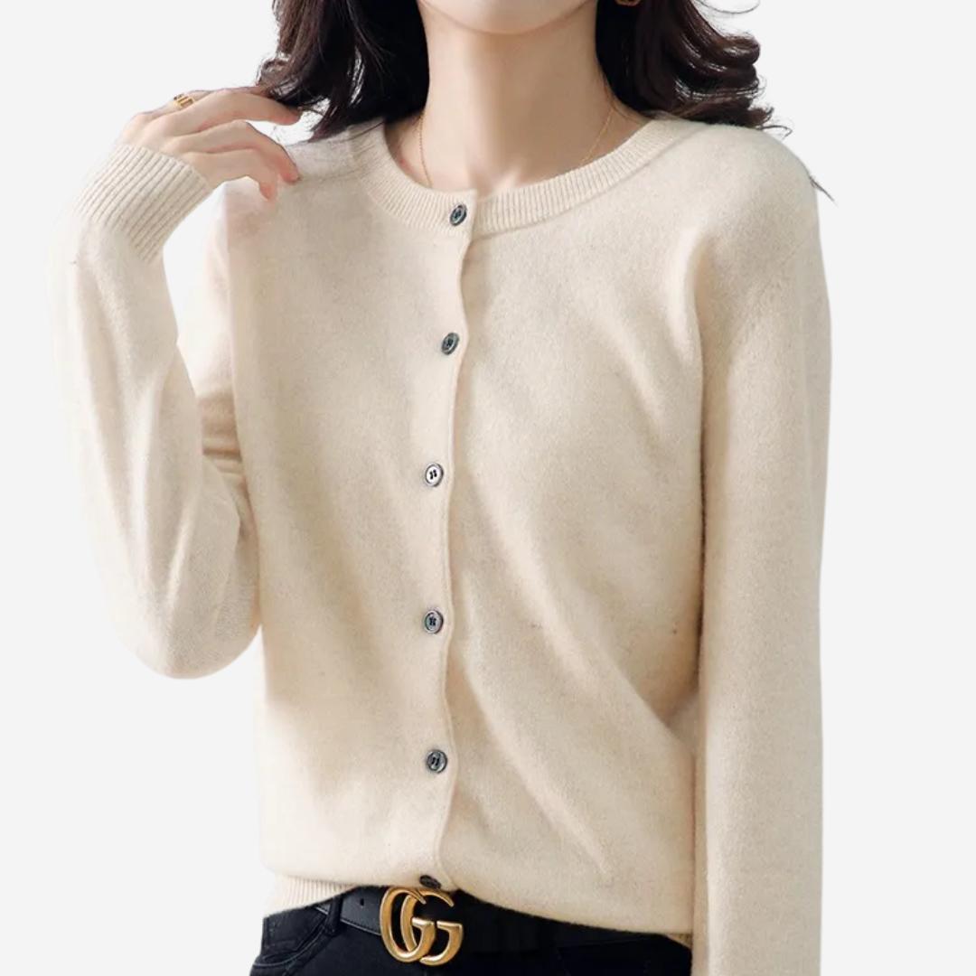 Damen Rundhals Cardigan Pullover – Eleganter Strick für den Winter