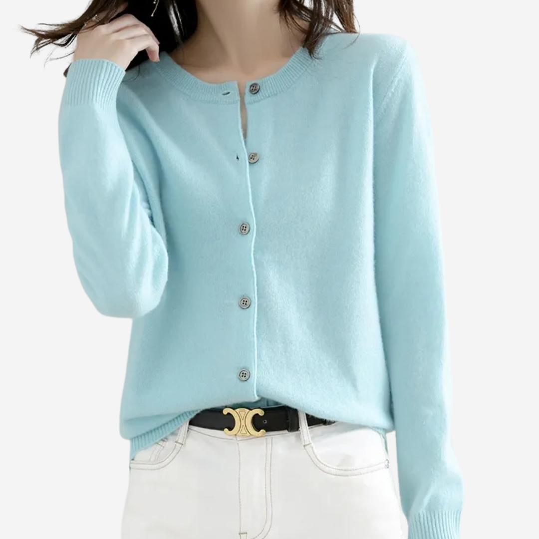 Damen Rundhals Cardigan Pullover – Eleganter Strick für den Winter