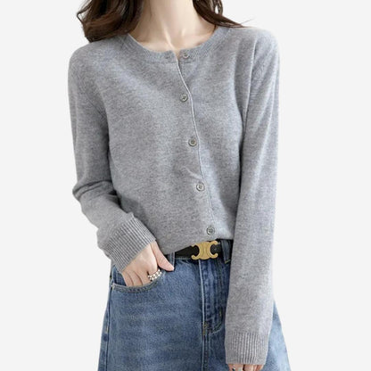 Damen Rundhals Cardigan Pullover – Eleganter Strick für den Winter