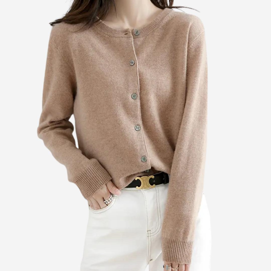 Damen Rundhals Cardigan Pullover – Eleganter Strick für den Winter