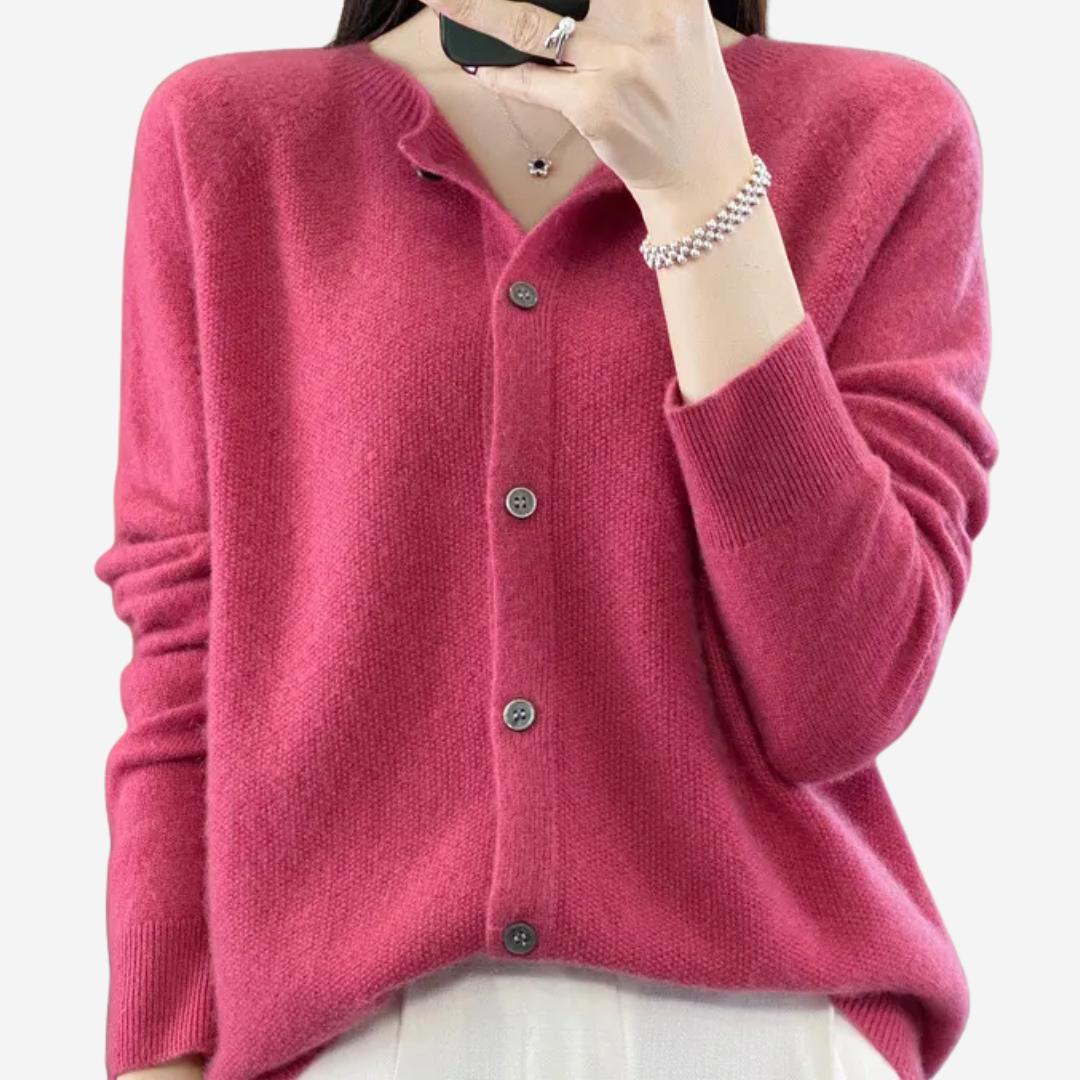 Damen Rundhals Cardigan Pullover – Eleganter Strick für den Winter