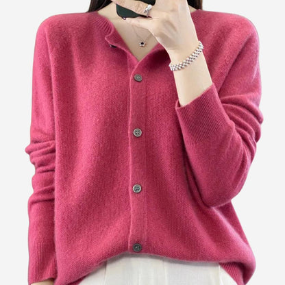 Damen Rundhals Cardigan Pullover – Eleganter Strick für den Winter