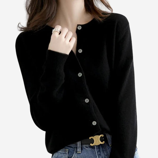 Damen Rundhals Cardigan Pullover – Eleganter Strick für den Winter