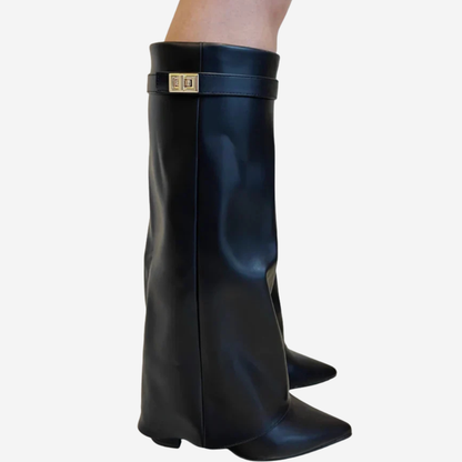 Damen Winterstiefel mit Riemendetail und seitlichem Reißverschluss