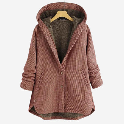 Damen Winterjacke mit Kapuze und Karomuster