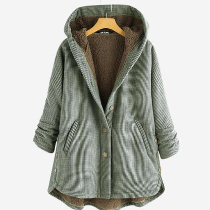 Damen Winterjacke mit Kapuze und Karomuster