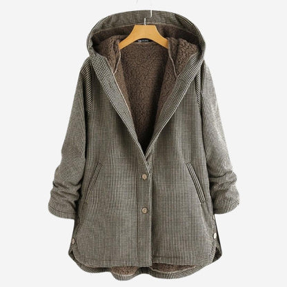 Damen Winterjacke mit Kapuze und Karomuster