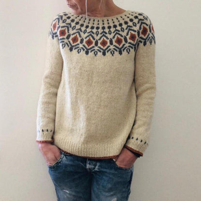 Geometrischer Grobstrick-Pullover