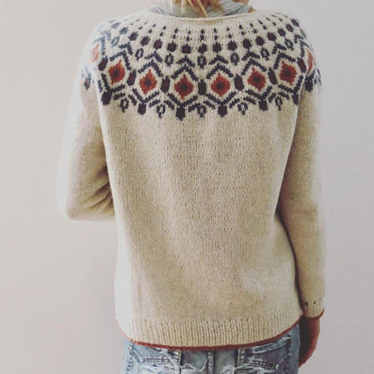 Geometrischer Grobstrick-Pullover