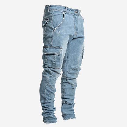 Herren Jeans mit Cargotaschen und schmalem Bein