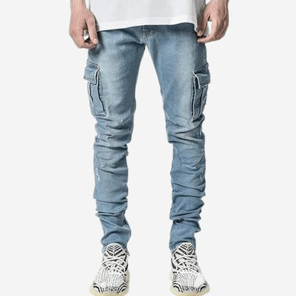 Herren Jeans mit Cargotaschen und schmalem Bein