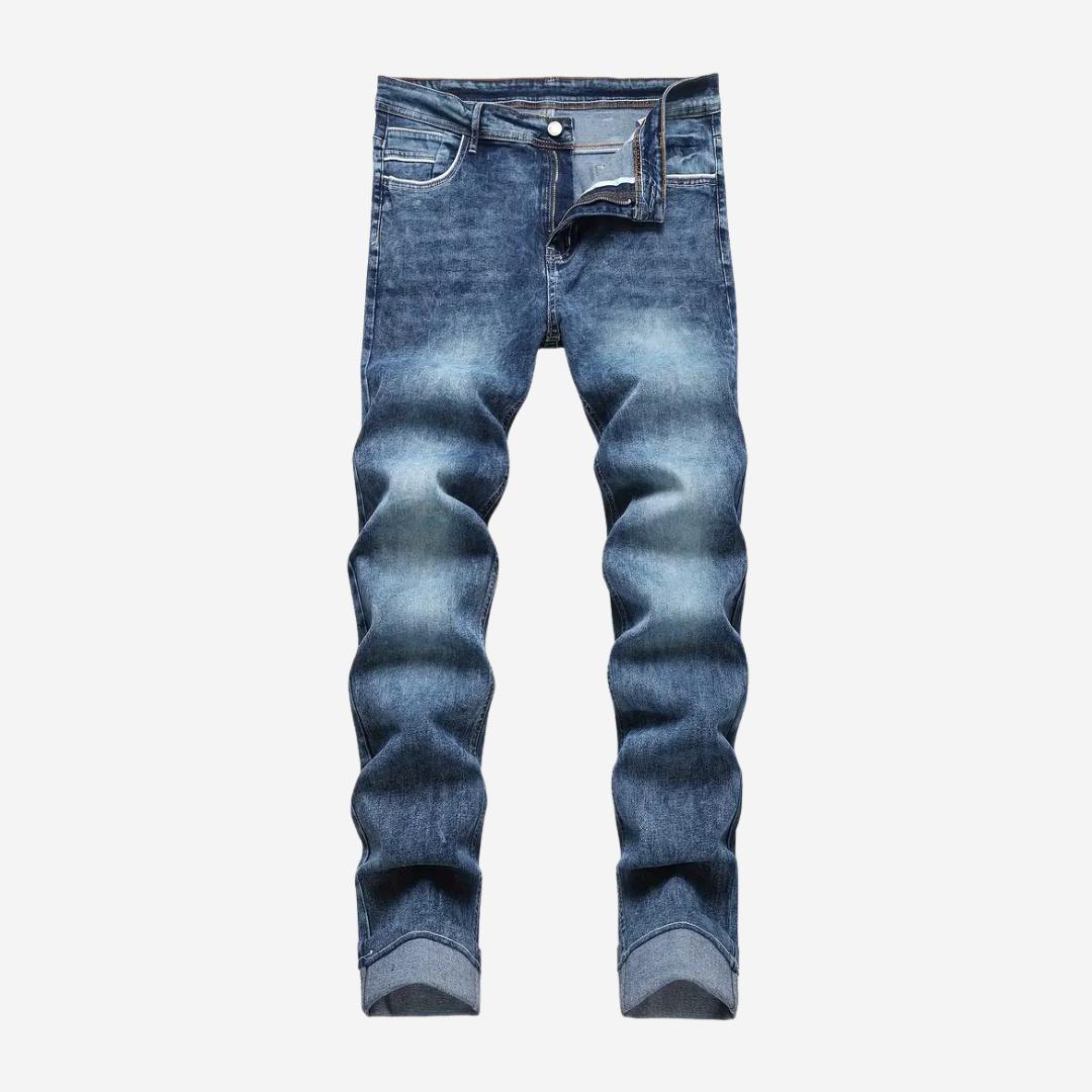 Herren Jeans mit geradem Schnitt und hellblauer Waschung
