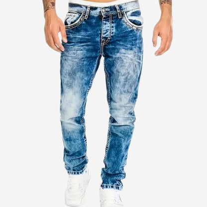 Herren Jeans mit geradem Schnitt und hellblauer Waschung