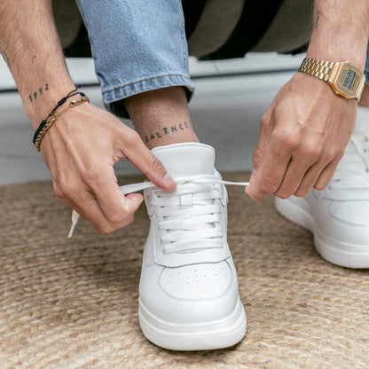 Herren Sneaker mit 6–10 cm Höhengewinn Weißer Alltagsschuh