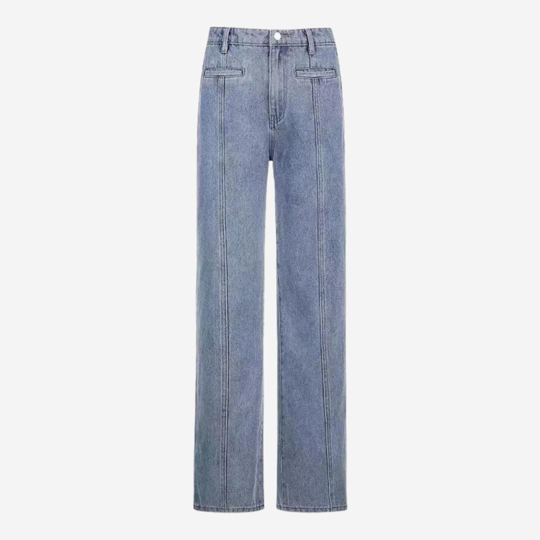 Jeans Damen High Waist Schlaghose mit Stern-Detail