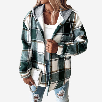 Kariertes Lässige Übergangsjacke für Damen