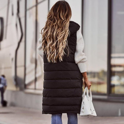 Knielange Winterjacke Damen mit Kapuze