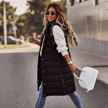 Knielange Winterjacke Damen mit Kapuze