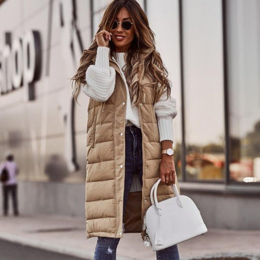 Knielange Winterjacke Damen mit Kapuze